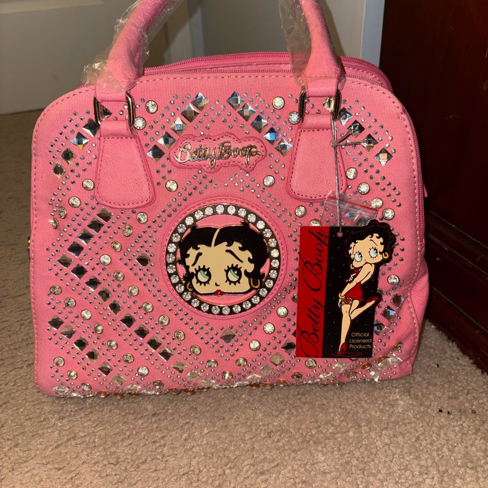 Betty Boop Pink Satchel with Rhinestone Accents